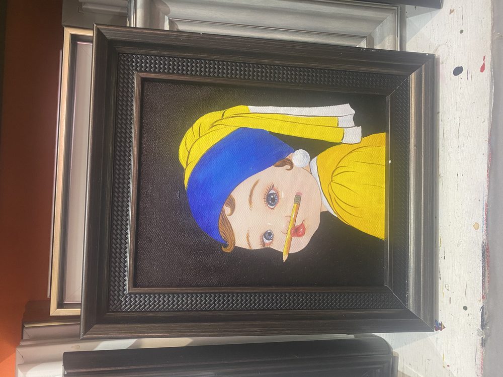 Custom Vermeer-style cartoon portrait sketch with pencil