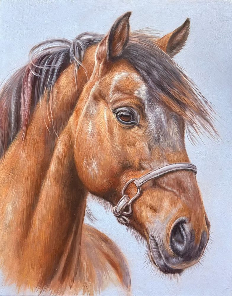 Realistic oil portrait of a horse
