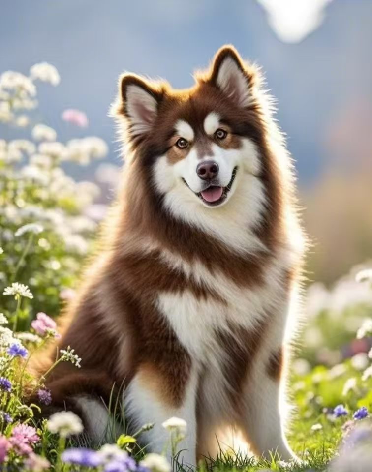 Original customer photo of the husky on grass