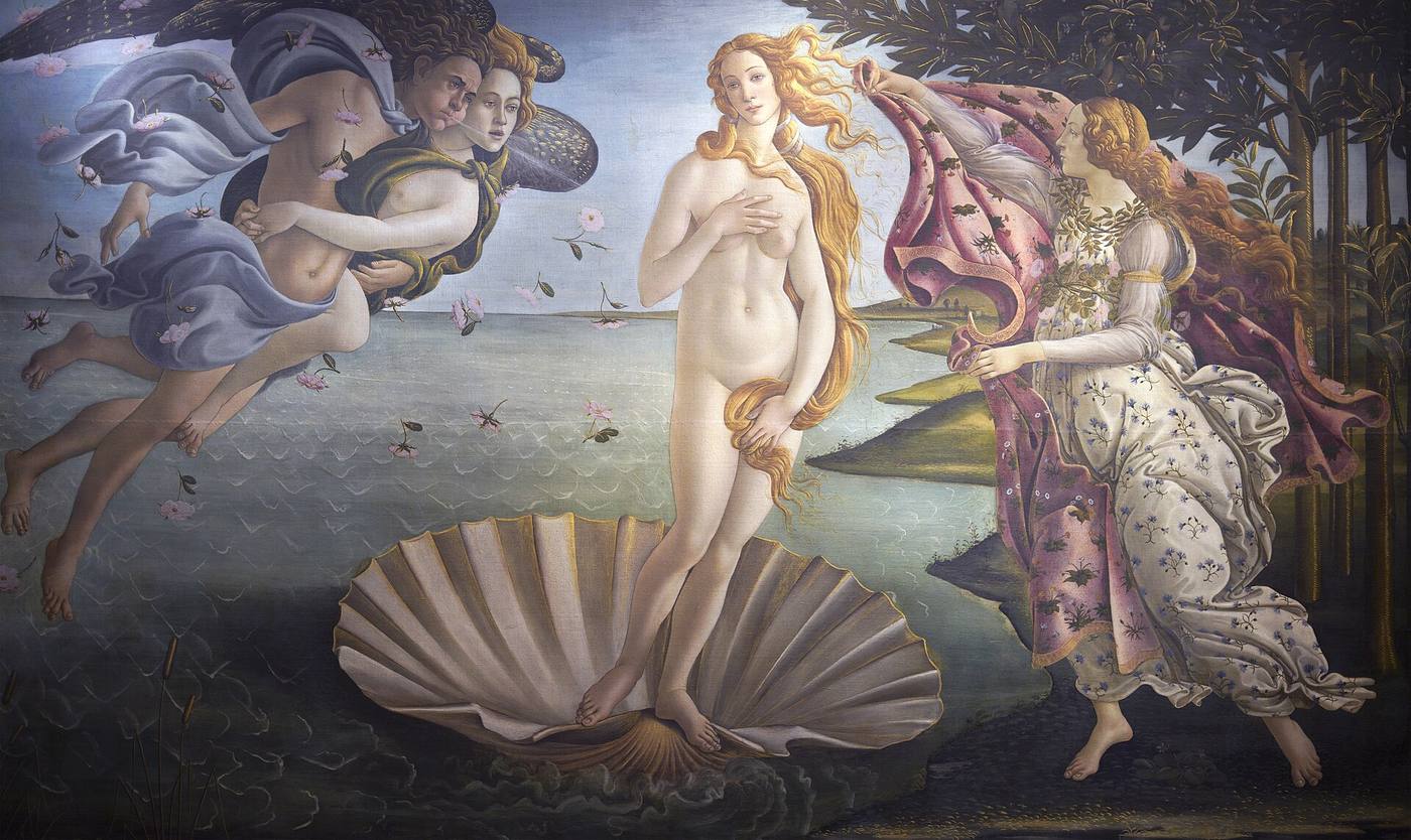 Classical oil painting, birth of Venus