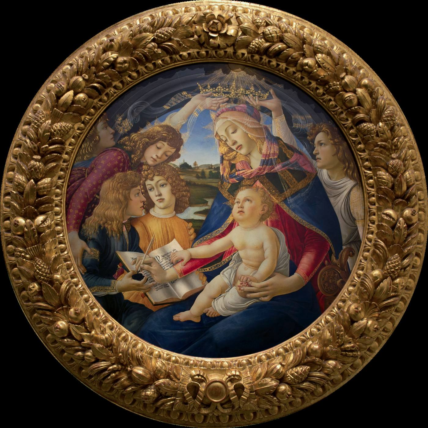 Hand-painted oil reproduction of Sandro Botticelli's Madonna of the Magnificat, 1481, painted in oil on canvas