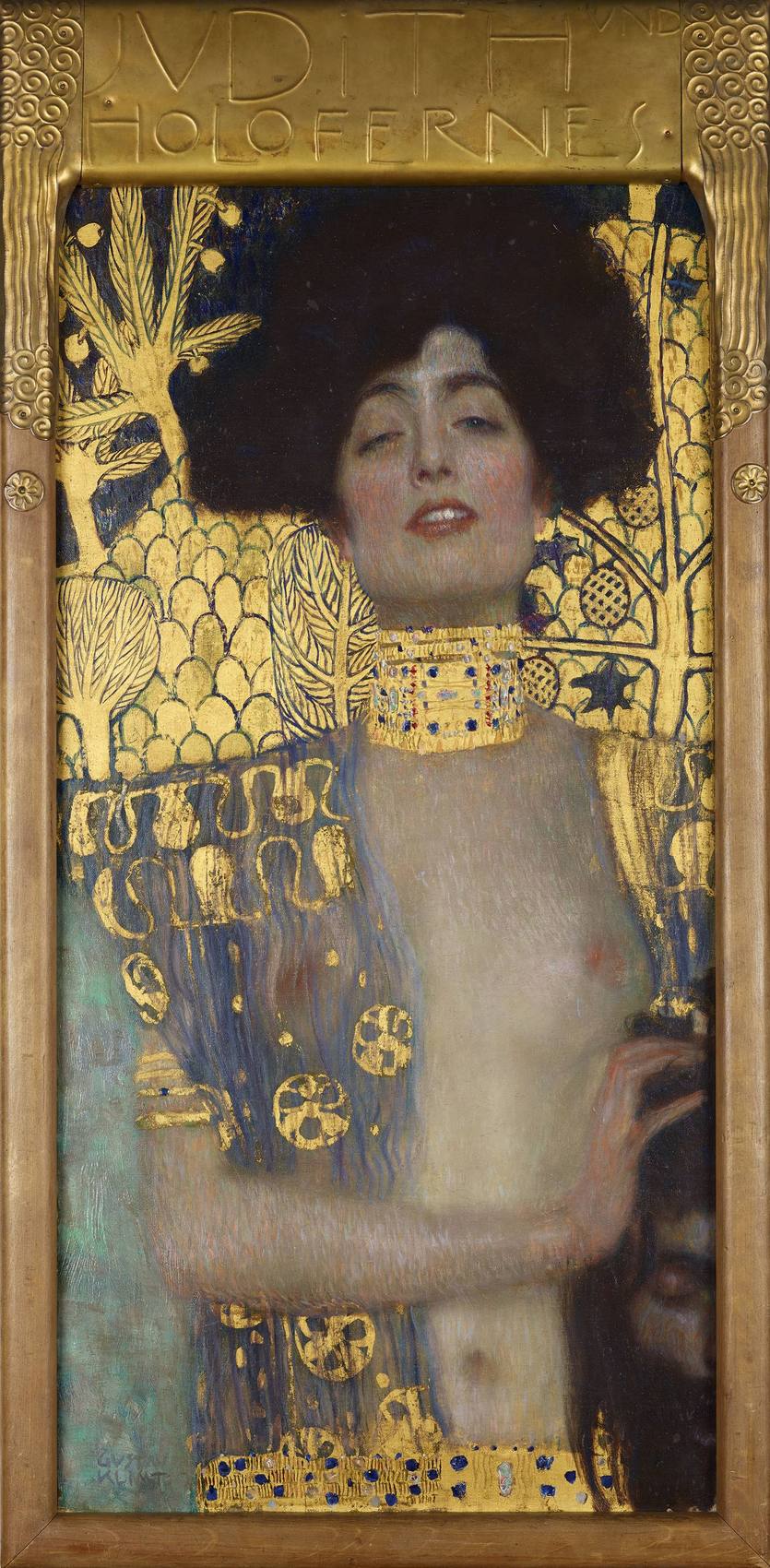 Hand-painted Klimt Judith I oil reproduction, tall vertical format