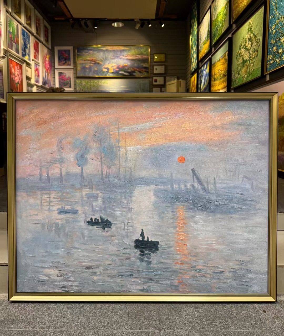 Hand-painted Monet Impression Sunrise oil painting reproduction