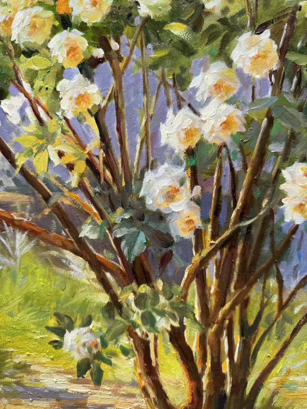Hand-painted Monet Rose Bushes oil painting reproduction