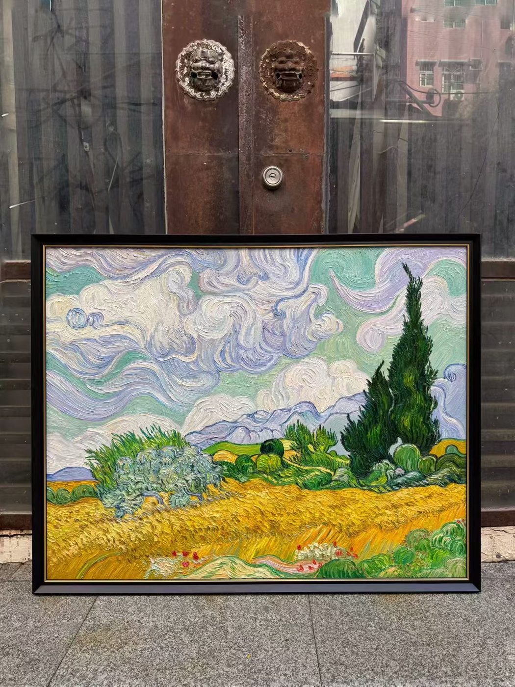 Hand-painted Van Gogh Wheat Field with Cypresses oil painting reproduction